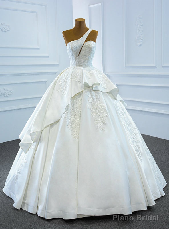 We Carry White Ball Gown Satin One Shoulder Beading Wedding Dress