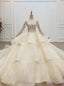 We Offer a Variety Of Tulle Sequins V-neck Long Sleeve Beading Champagne Wedding Dress