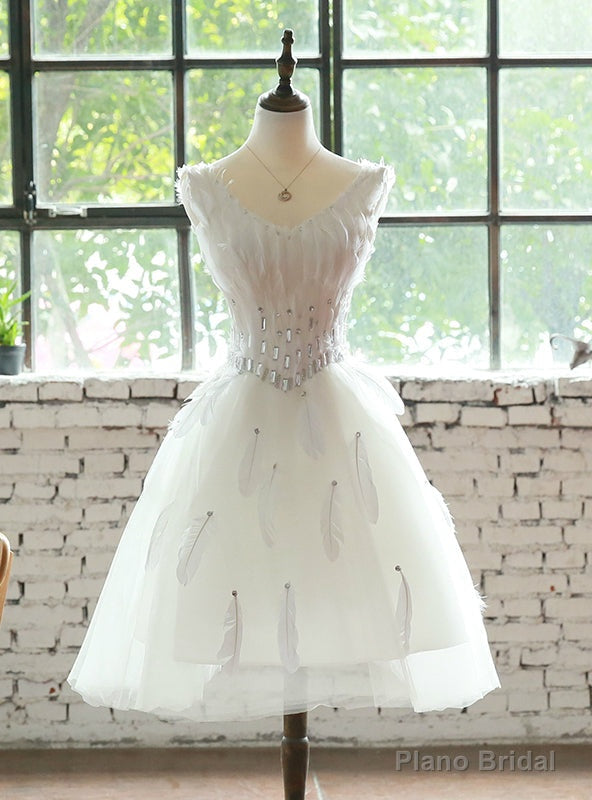 Wedding dress short dress evening dress feather ornaments toast Main image