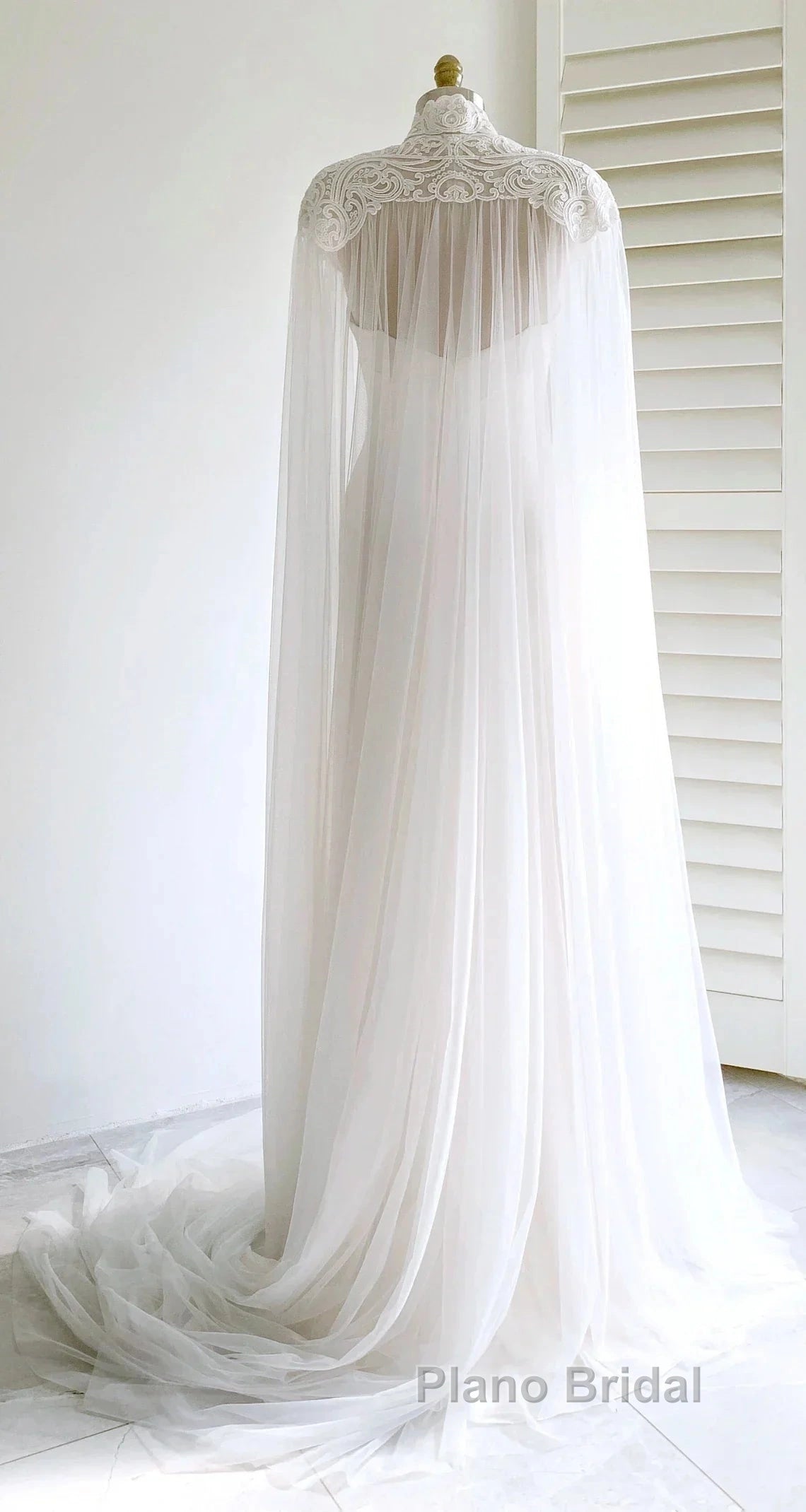 Weitese Dresses Formal Prom Dresses Stores White Bridal Long Tulle Cape Sleeves With Embroidered Lace Appliques Long Wedding Dresses Party Dresses Formal Wear Dresses Secondary image
