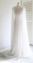 Weitese Dresses Formal Prom Dresses Stores White Bridal Long Tulle Cape Sleeves With Embroidered Lace Appliques Long Wedding Dresses Party Dresses Formal Wear Dresses