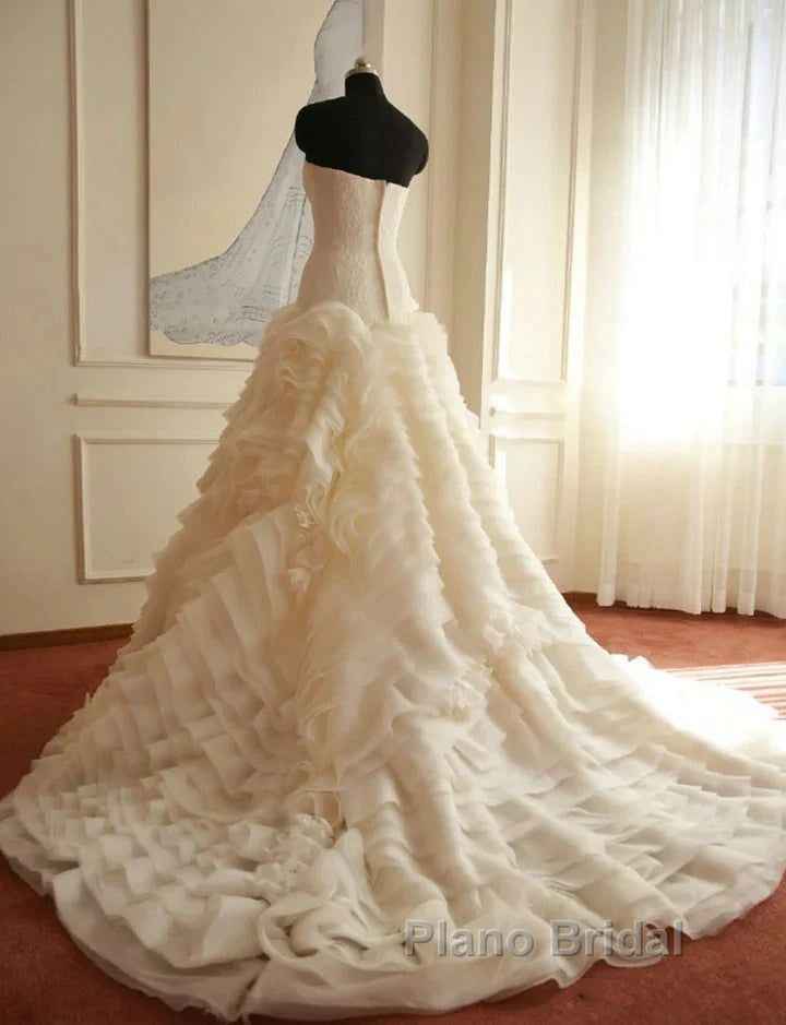 Weitese Formal WomenS Dresses Ivory Elegant Strapless Puffy Tiered Ball Gown Formal Prom Dresses Wedding Dresses Formal Prom Dresses Stores Secondary image