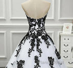 Weitese Formal WomenS Dresses Strapless Beautiful White And Black Long Formal Prom Dresses Ball Gown Wedding Dresses Formal Prom Clothing