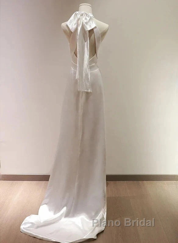 Weitese Formal WomenS Dresses White Halter Light Wedding Dresses Bride Dresses Fishtail Evening Dresses Formal Prom Dresses Stores