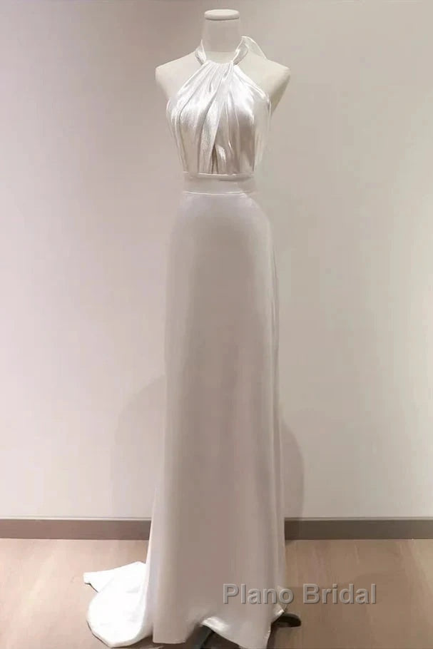 Weitese Formal WomenS Dresses White Halter Light Wedding Dresses Bride Dresses Fishtail Evening Dresses Formal Prom Dresses Stores