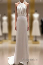Weitese Formal WomenS Dresses White Halter Light Wedding Dresses Bride Dresses Fishtail Evening Dresses Formal Prom Dresses Stores