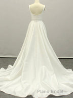 White A lien satin long Formal Prom dress , white long bridesmaid dress