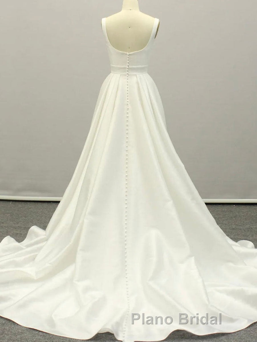 White A lien satin long Formal Prom dress , white long bridesmaid dress Secondary image