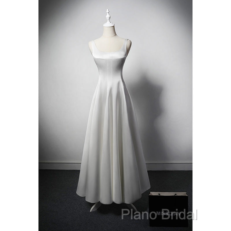 White A Line Satin Formal Prom Dresses French Style Formal Dresses Secondary image