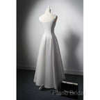 White A Line Satin Formal Prom Dresses French Style Formal Dresses