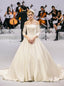 White Ball Gown Satin Off The Shoulder Long Sleeve Wedding Dress