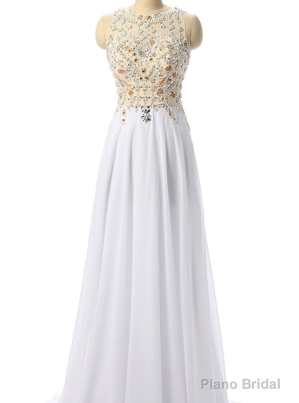 White Beading Prom Dresses Beaded Prom Dress Formal Party Dress Evening Gowns