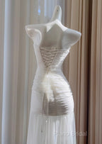 White Bodycon Dresses Strapless Chiffon Long Formal Prom Dresses Simple Formal Dresses