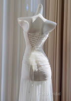 White Bodycon Dresses Strapless Chiffon Long Formal Prom Dresses Simple Formal Dresses
