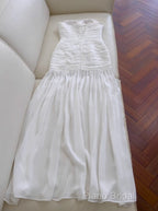 White Bodycon Dresses Strapless Chiffon Long Formal Prom Dresses Simple Formal Dresses