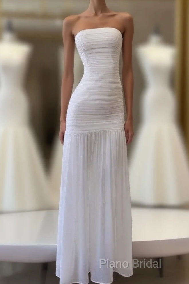 White Bodycon Dresses Strapless Chiffon Long Formal Prom Dresses Simple Formal Dresses Main image