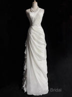 White Bodycon Satin Tulle Long Formal Prom Dresses Simple Wedding Dresses