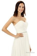 White Chiffon Sweetheart With Beading Pleats Bridesmaid Dresses
