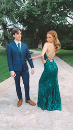 Green Slit Formal Prom Dresses Long Formal Evening Dresses