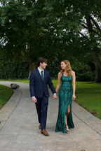 Green Slit Formal Prom Dresses Long Formal Evening Dresses