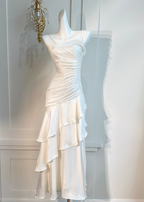 Vintage-Inspired Birthday Party Dresses Under $160 White Ruffled Layered Fairytale Graduation Formal Prom Dresses
