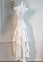 Vintage-Inspired Birthday Party Dresses Under $160 White Ruffled Layered Fairytale Graduation Formal Prom Dresses
