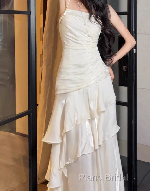 White Enchanted Formal Prom Dresses For Party&Birthday&Graduation-Ruffled Layered Fairytale Formal Dresses