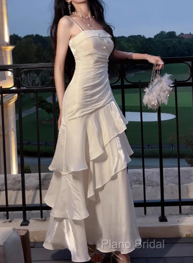 White Enchanted Formal Prom Dresses For Party&Birthday&Graduation-Ruffled Layered Fairytale Formal Dresses