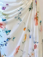 White Floral Elegant Sweet Sophisticated Long Chiffon Ball Gown Formal Evening Dresses Party Dresses