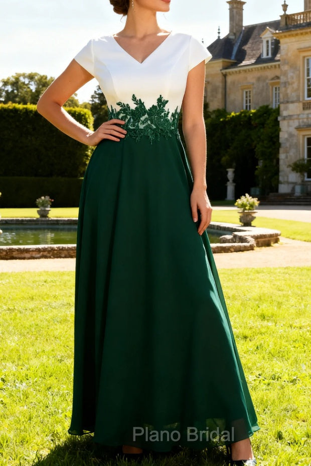 White Green A Line V Neck Appliqued Mother Of The Bride Dresses Main image