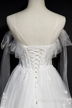 White Lace A-Line Tea Length Formal Prom Dresses