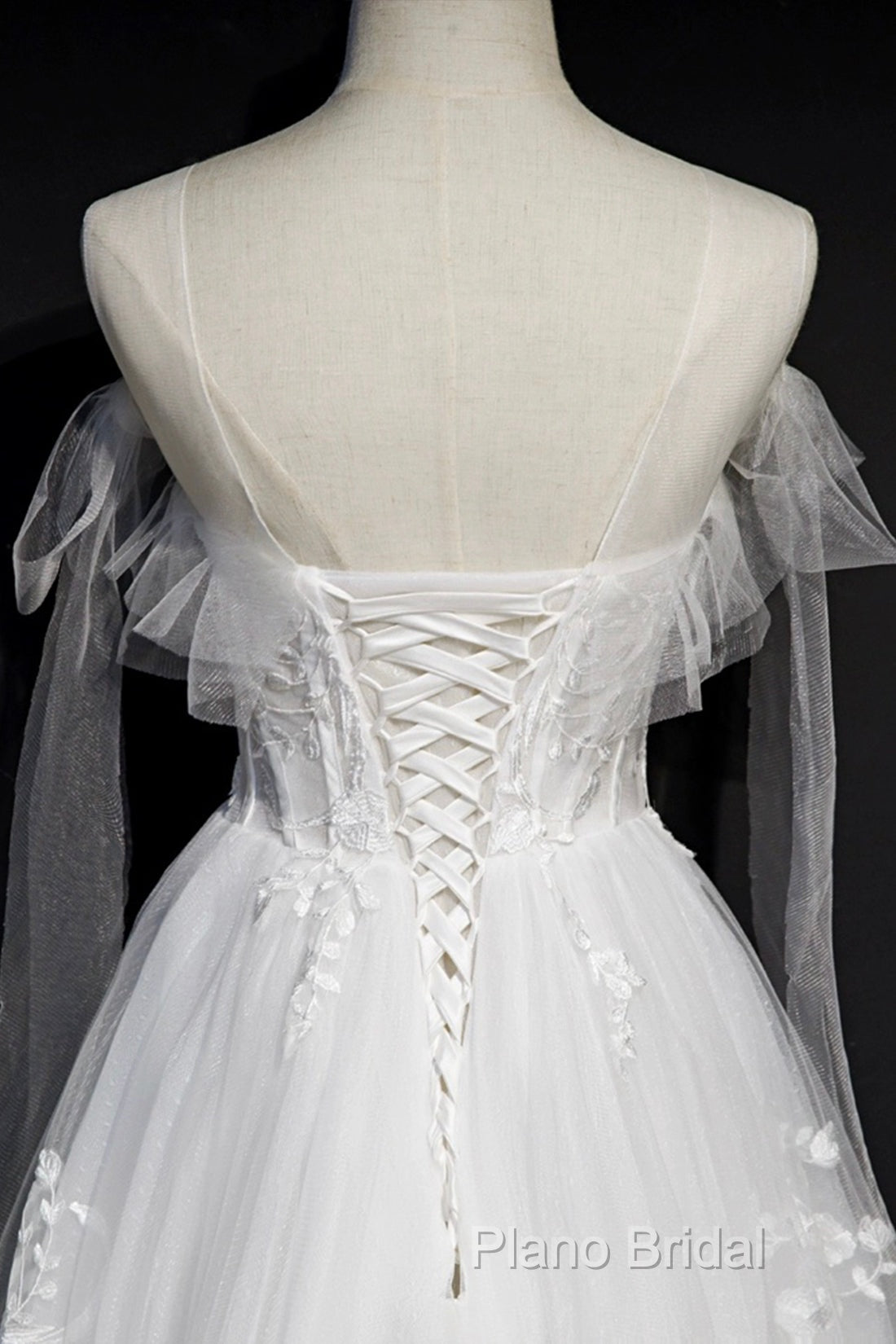 White Lace A-Line Tea Length Formal Prom Dresses