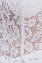 White Lace Off The Shoulder Short Sleeve Corset Wedding Dresses