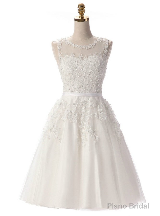 White Lace Short Beaded Homecoming Dress Main image