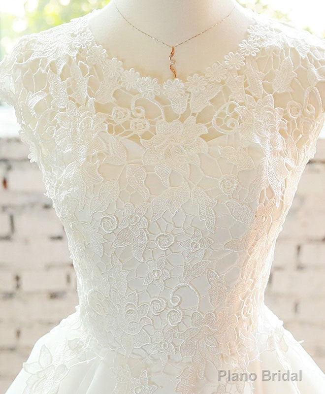 White Lace Tulle Short Prom Dress, Homecoming Dress