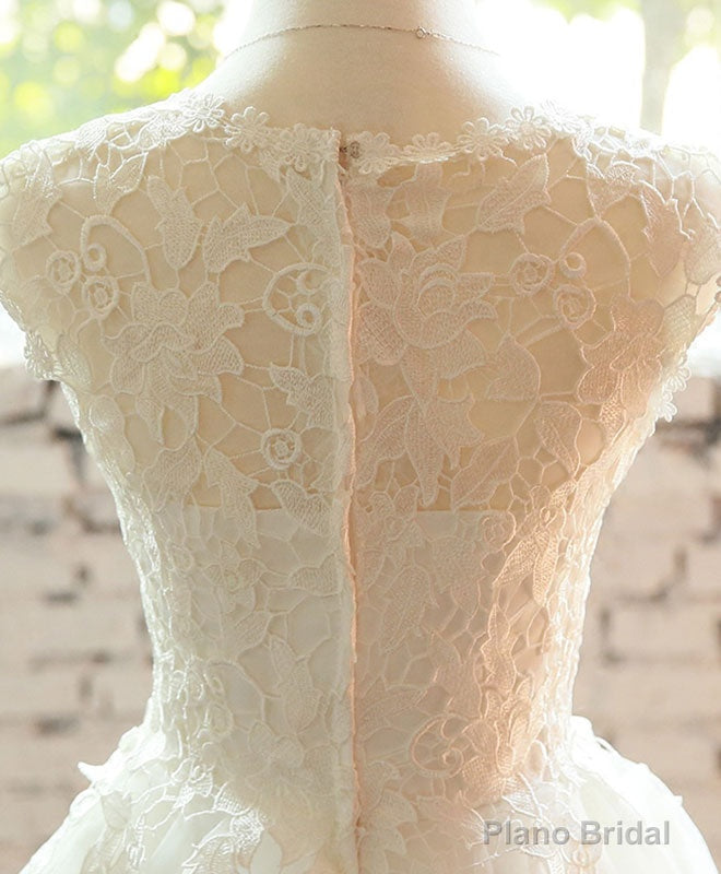 White Lace Tulle Short Prom Dress, Homecoming Dress