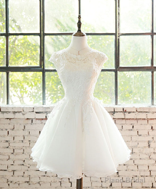 White Lace Tulle Short Prom Dress, Homecoming Dress Main image