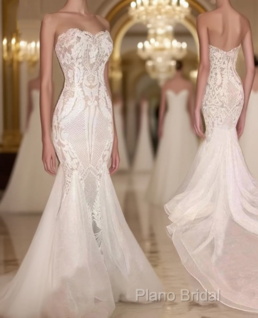 White Mermaid Wedding Dresses With Appliques Tulle Ruffles Bridal Gowns Formal Prom Dresses Main image