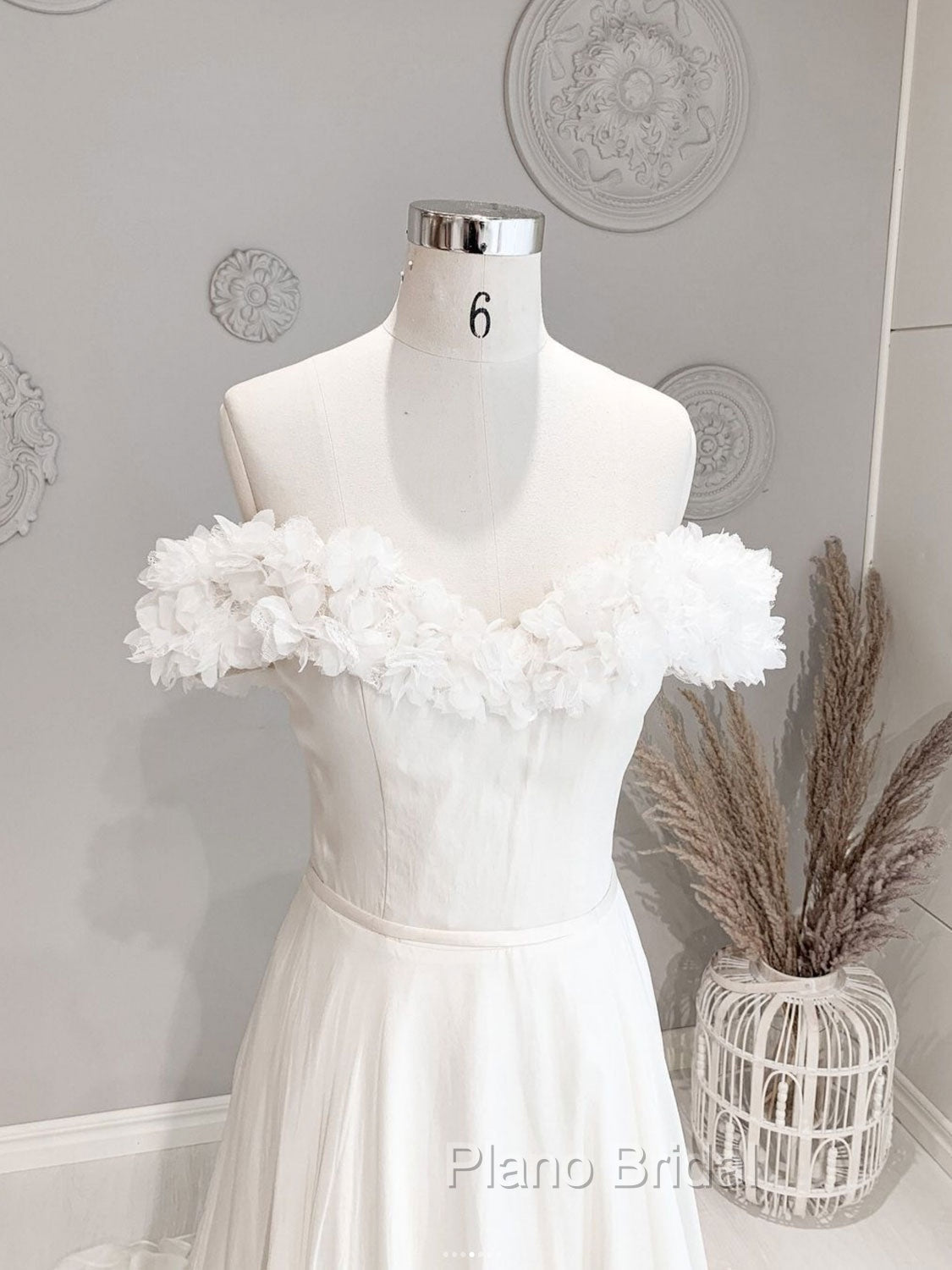 White Off Shoulder Chiffon Long Formal Prom Dresses, White Evening Dresses