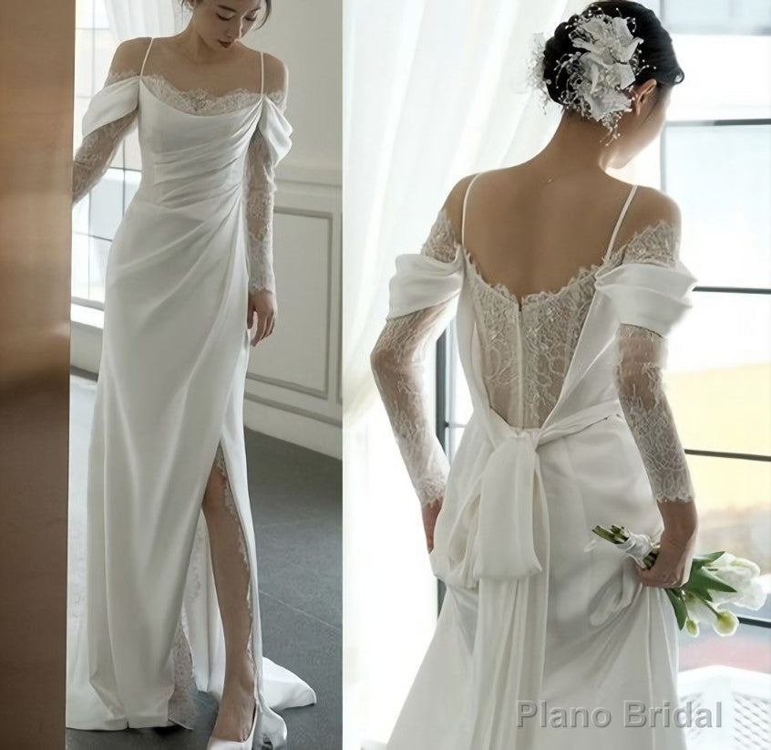 White Off The Shoulder Wedding Dress Long Prom Gown Main image
