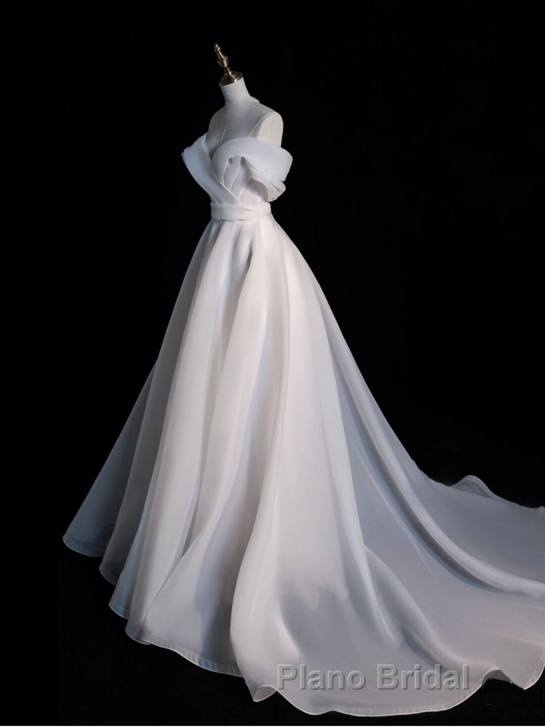 White Organza Long Formal Prom Dresses, White Long Evening Dress
