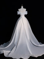 White Organza Long Formal Prom Dresses, White Long Evening Dress