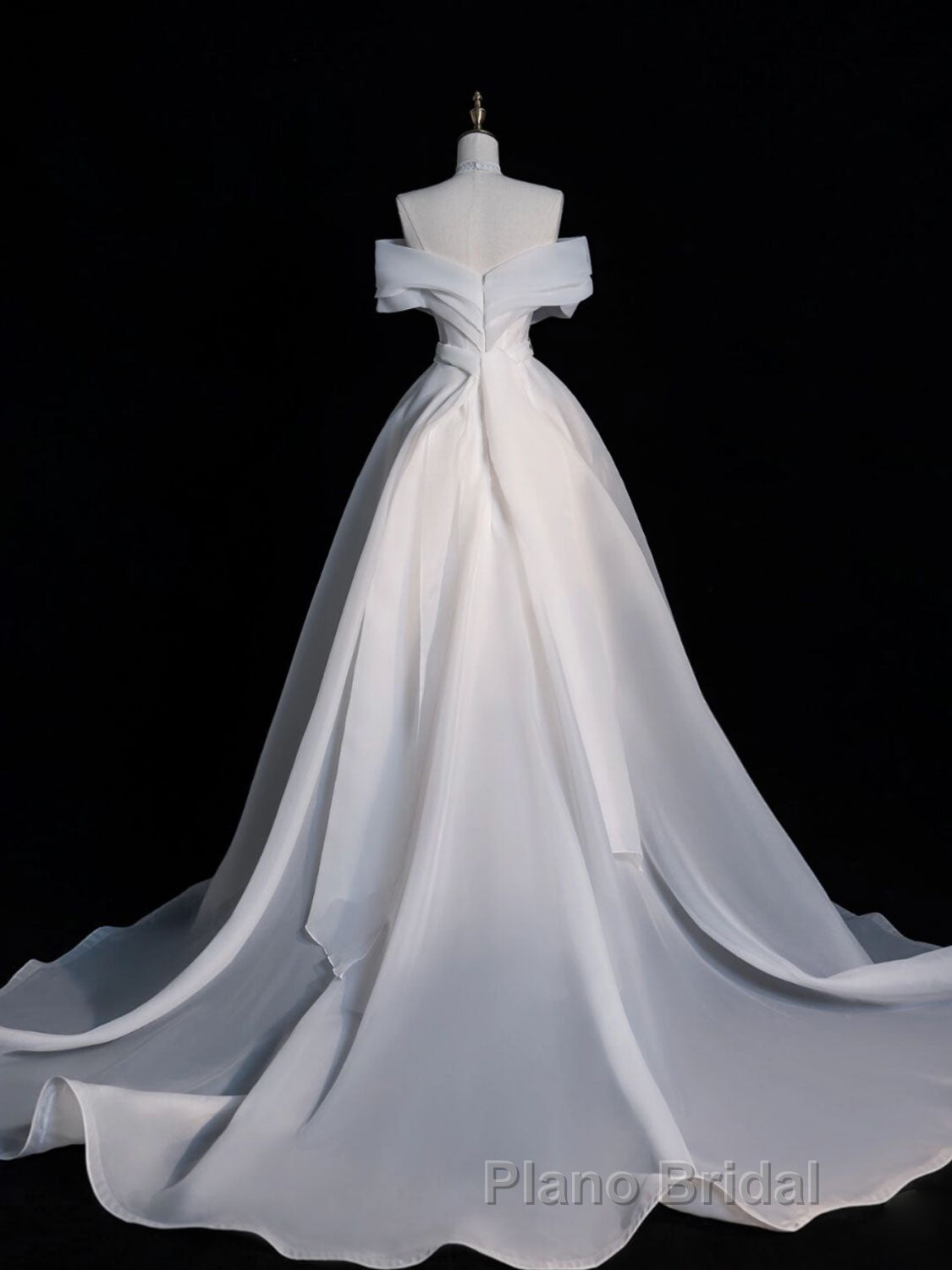 White Organza Long Formal Prom Dresses, White Long Evening Dress