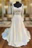 White Queen Anne Long Sleeve A-Line Wedding Dresses Beautiful
