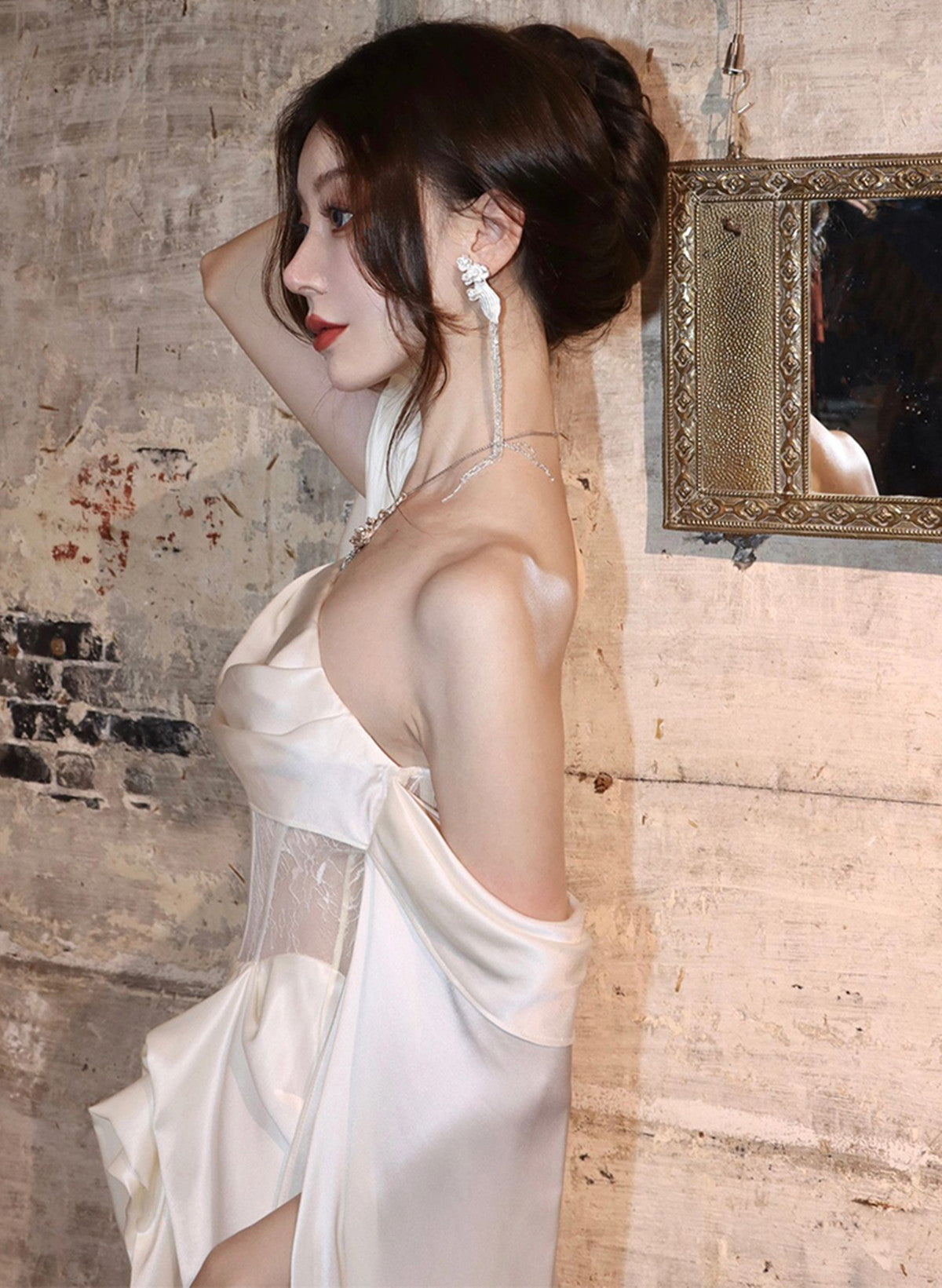 White Satin A-Line Long Scoop Long Formal Evening Dresses, White Satin Formal Prom Dresses