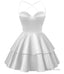 White Satin Homecoming Dress Sweetheart Neck Tiered Short Graduation Dresses
