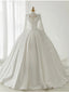 White Satin Pleats Pearls Wedding Dress
