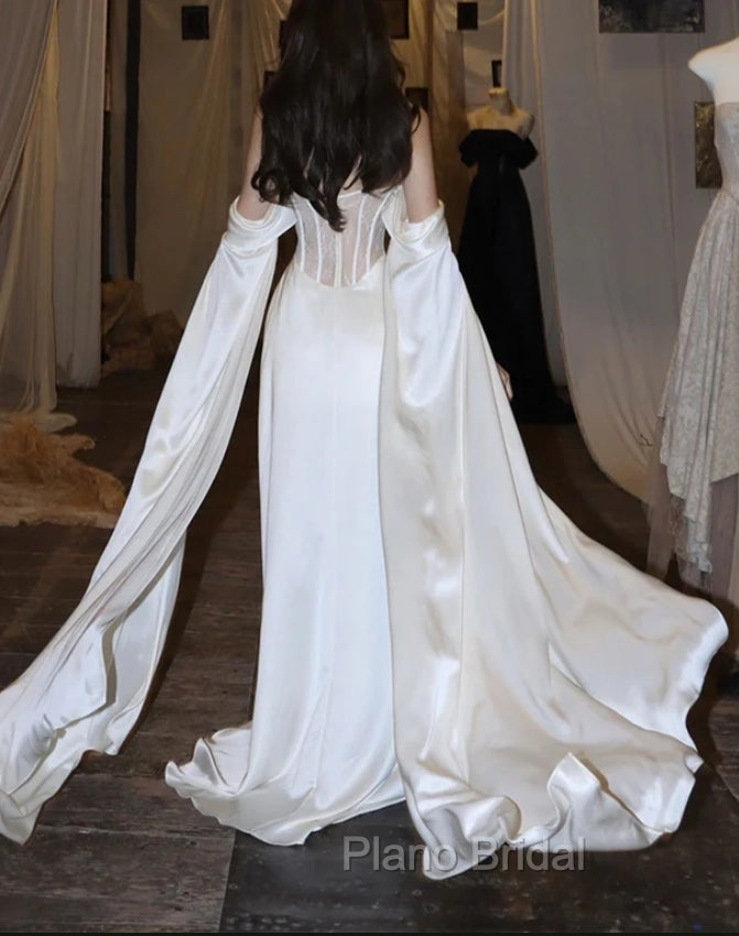 White Satin Formal Prom Dresses Satin A-Line Long Scoop Long Evening Dresses Secondary image