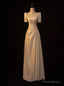 White Satin Short Sleeve Square Wedding Dress