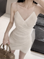 White Sexy Glitter V-Neck Slim Suspender Birthday Dresses Homecoming Dresses